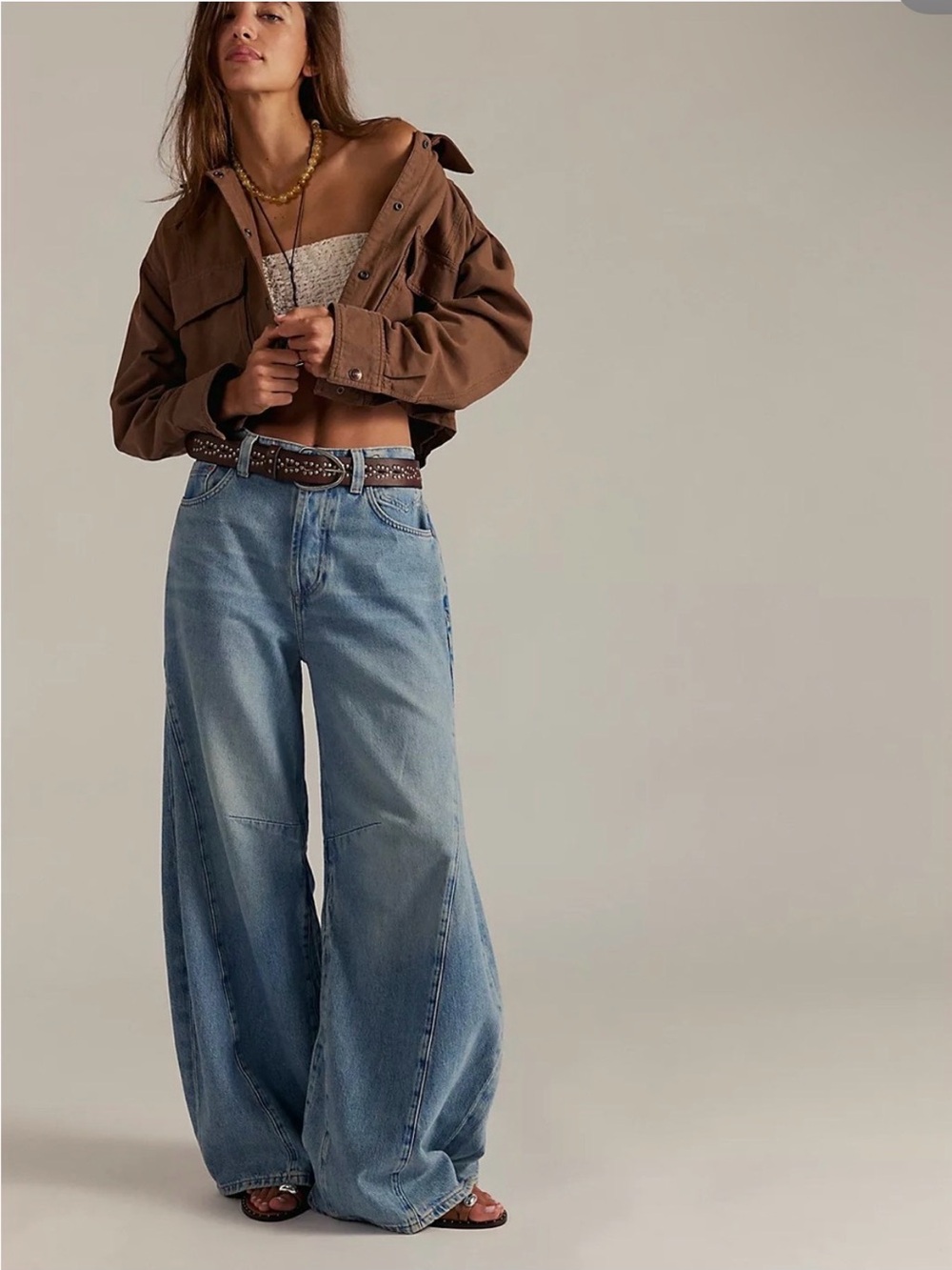 We the Free Medium Wash Eden Slouchy Wide Leg Jeans- Size 30